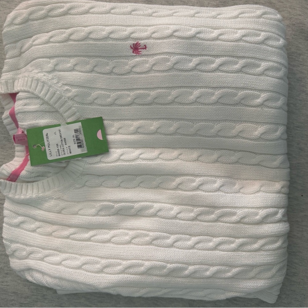 Lily Pulitzer White Cable Knit Sweater